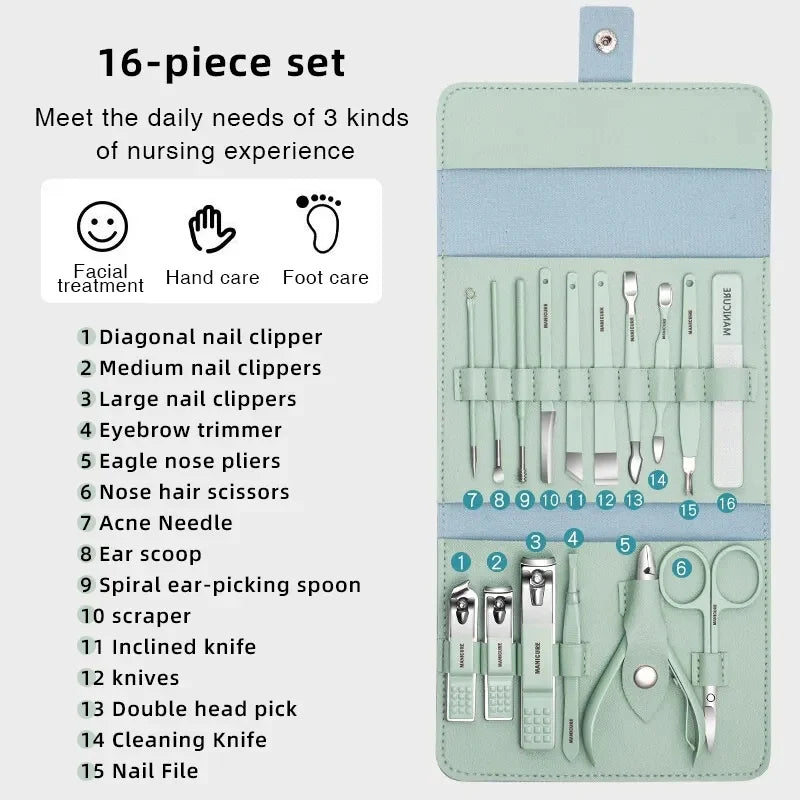 16 in 1 Manicure Nail Cutter Kit for Men & Women